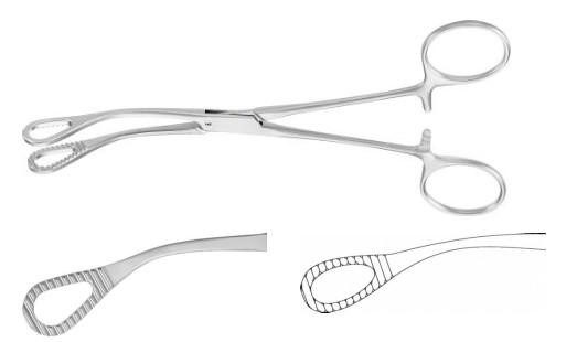 КОРНЦАНГ ДЛЯ ТАМПОНІВ/ТКАНИН ФОРЕСТЕР-БЕЛЛЕНГЕР, ОВАЛЬНИЙ, ВИГНУТИЙ, 180 ММ